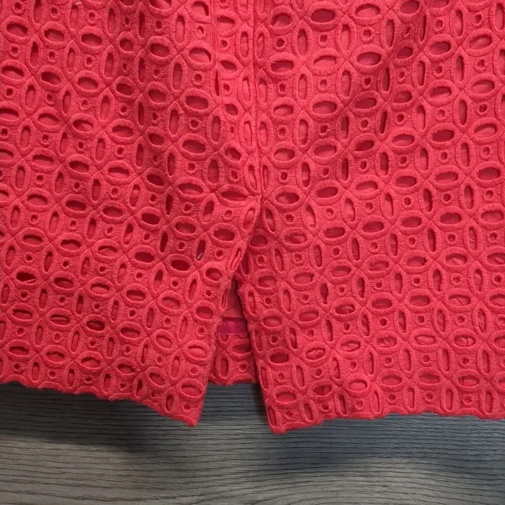 J Crew Eyelet No. 2 Pencil Skirt Red, Womens Size 2